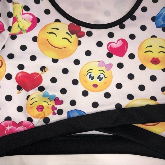 Love J USA Emoji Cropped Long Sleeve Top Polka Dot Size M/L - Picture 5 of 11